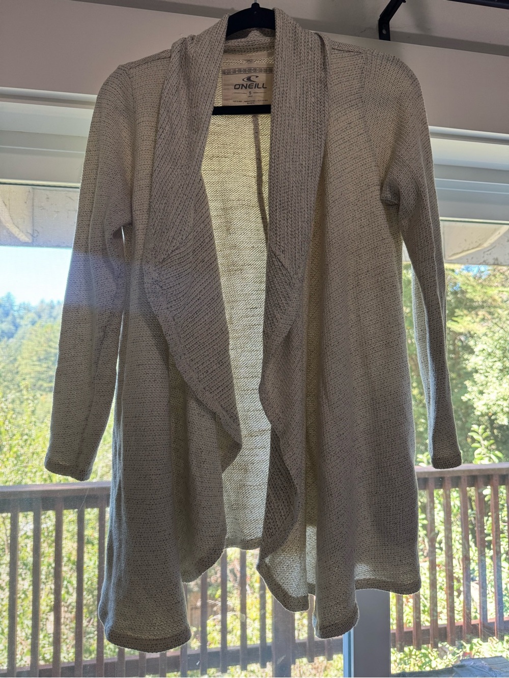 O'Neill Women's Cream Open-Front Waterfall Cardigan